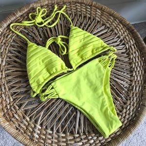 Mikoh swimsuit, bright yellow - L top & XL bottoms